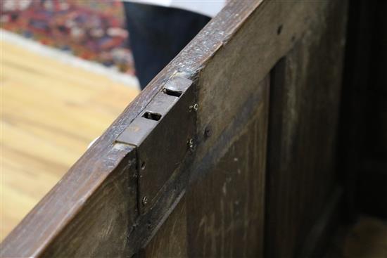 A four panel oak and elm linen chest W.148cm